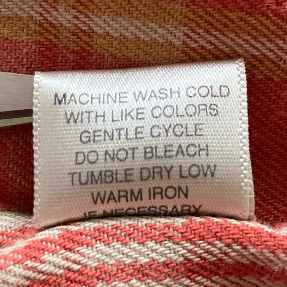 Christopher & Banks Orange Green Plaid Full Zip Cotton Twill Jacket Hooded MED - Picture 9 of 10